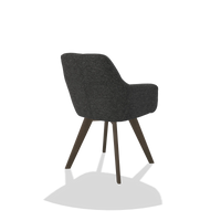 Esszimmerstuhl mit Armlehnen Basil 6624 in Stoff Sneak 67 (Schwarz), Beine in Nussbaum, Schrägansicht von hinten