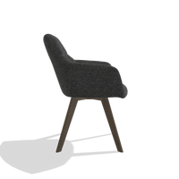 Esszimmerstuhl mit Armlehnen Basil 6624 in Stoff Sneak 67 (Schwarz), Beine in Nussbaum, Seitenansicht