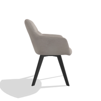 Esszimmerstuhl mit Armlehnen Basil 6624 in Stoff Stella 106 (Greige), Beine in Schwarz, Seitenansicht
