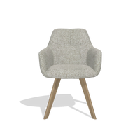 Dining Chair with Armrests Basil 6624 in Taurus 01 fabric (greige), natural legs, front view