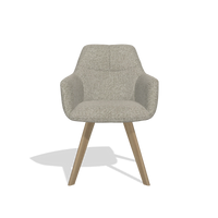 Dining Chair with Armrests Basil 6624 in Taurus 05 fabric (sage), natural legs, front view