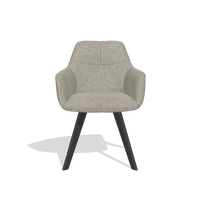 Dining Chair with Armrests Basil 6624 in Taurus 05 fabric (sage), tobacco legs, front view