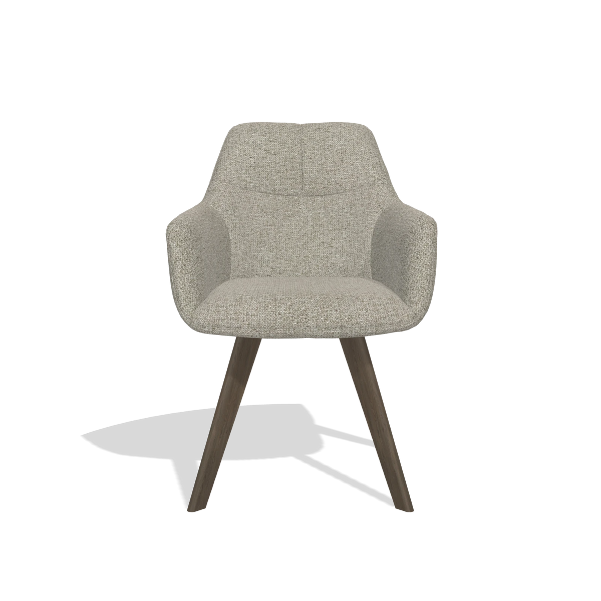 Dining Chair with Armrests Basil 6624 in Taurus 05 fabric (sage), walnut legs, front view