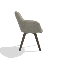 Dining Chair with Armrests Basil 6624 in Taurus 05 fabric (sage), walnut legs, side view