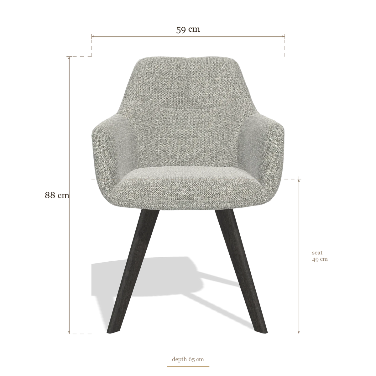 Dining Chair with Armrests Basil 6624, dimensions 59 x 65 x 88 cm