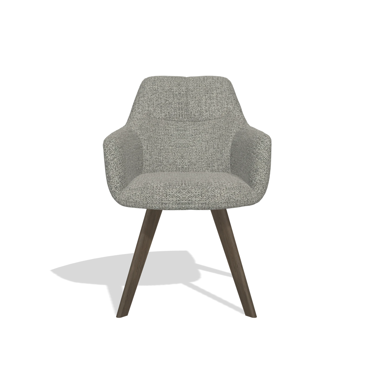 Dining Chair with Armrests Basil 6624 in Taurus 65 fabric (taupe), walnut legs, front view
