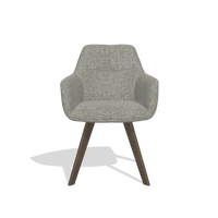 Dining Chair with Armrests Basil 6624 in Taurus 65 fabric (taupe), walnut legs, front view