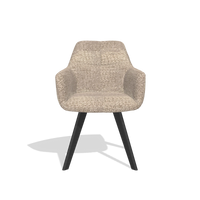 Dining Chair with Armrests Basil 6624 in Venga 10 fabric (greige), black legs, front view