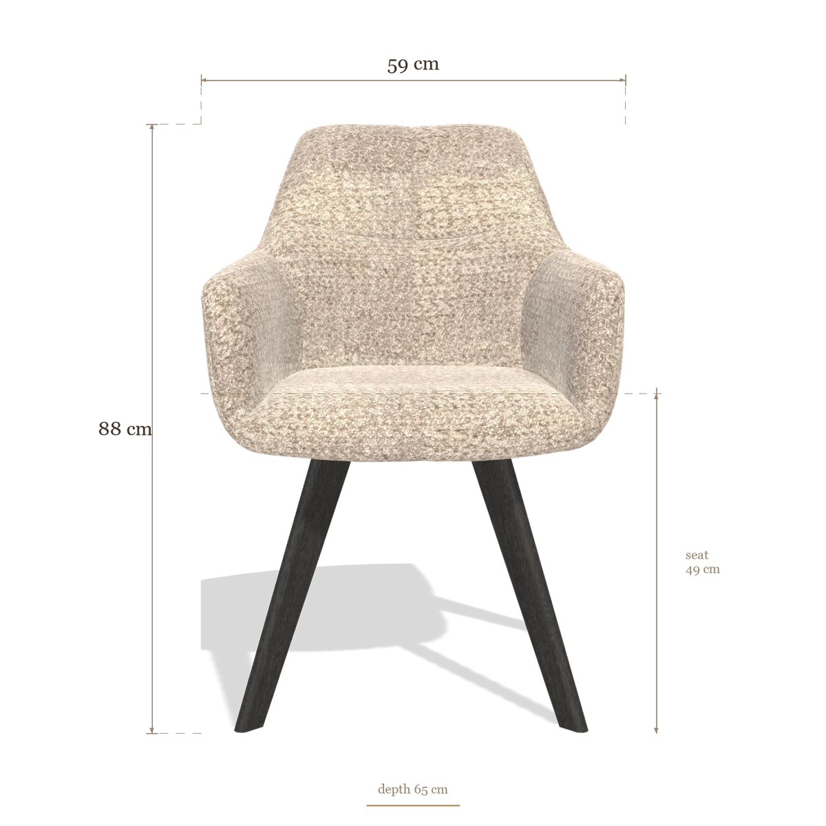 Dining Chair with Armrests Basil 6624, dimensions 59 x 65 x 88 cm