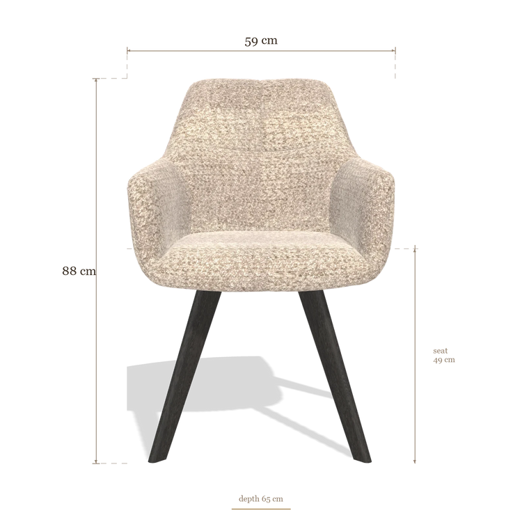 Dining Chair with Armrests Basil 6624, dimensions 59 x 65 x 88 cm