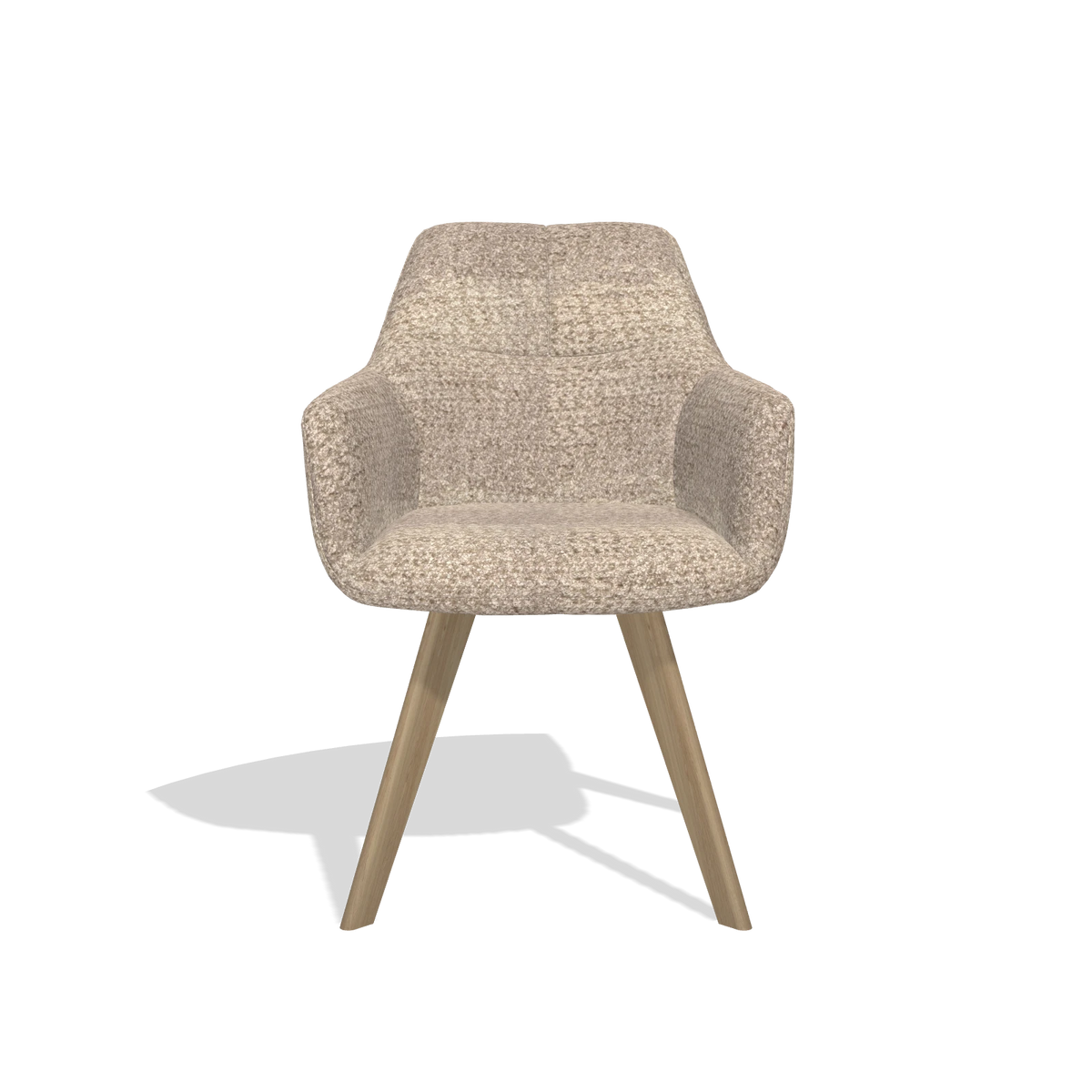 Dining Chair with Armrests Basil 6624 in Venga 10 fabric (greige), natural legs, front view