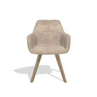Dining Chair with Armrests Basil 6624 in Venga 10 fabric (greige), natural legs, front view