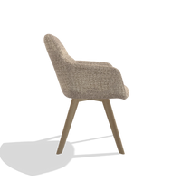 Dining Chair with Armrests Basil 6624 in Venga 10 fabric (greige), natural legs, side view