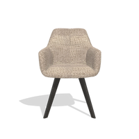 Dining Chair with Armrests Basil 6624 in Venga 10 fabric (greige), tobacco legs, front view