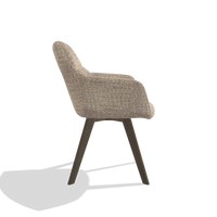 Dining Chair with Armrests Basil 6624 in Venga 10 fabric (greige), walnut legs, side view