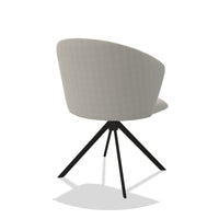 Bolzano 6644 dining chair in Sneak 01 Natural fabric with black swivel base, rear angled view