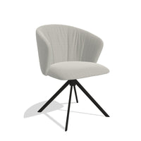 Bolzano 6644 dining chair in Sneak 01 Natural fabric with black swivel base, angled view