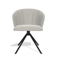 Bolzano 6644 dining chair in Sneak 01 Natural fabric with black swivel base, front view