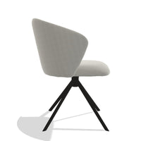 Bolzano 6644 dining chair in Sneak 01 Natural fabric with black swivel base, side view
