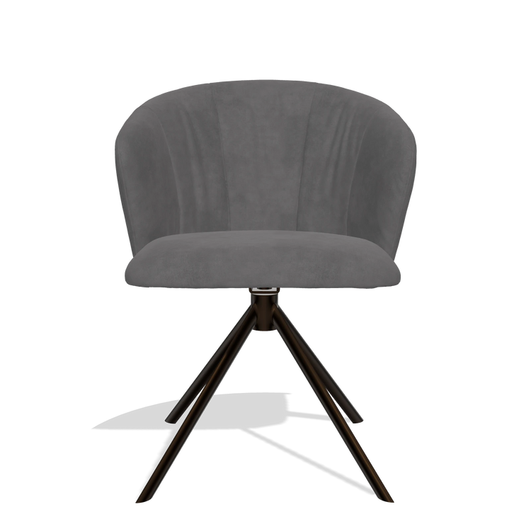 Silla de comedor Bolzano 6644 en tela Adore 180 (gris oscuro), base giratoria en espresso, vista frontal