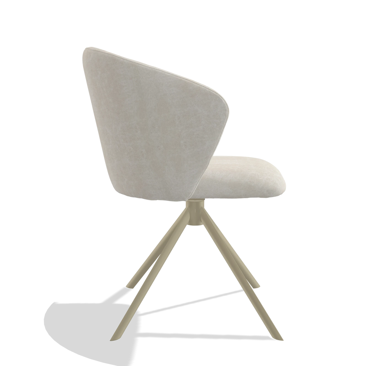Dining Chair Bolzano 6644 in Bull 05 fabric (light grey), champagne swivel base, side view