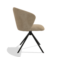 Dining Chair Bolzano 6644 in Bull 10 fabric (greige), black swivel base, side view