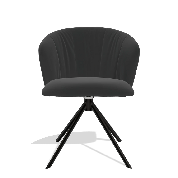 Silla de comedor Bolzano 6644 en Piel A804 (negro), base giratoria en negro, vista frontal