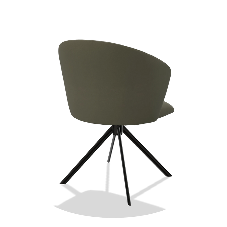 Esszimmerstuhl Bolzano 6644 in Leder B572 (Oliv), Drehfuß in Schwarz, Schrägansicht von hinten