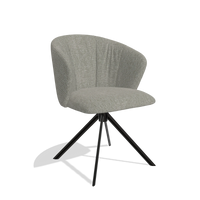Chaise de salle à manger Bolzano 6644 en tissu Lodge 01 (taupe), pied pivotant en noir, vue de trois-quarts