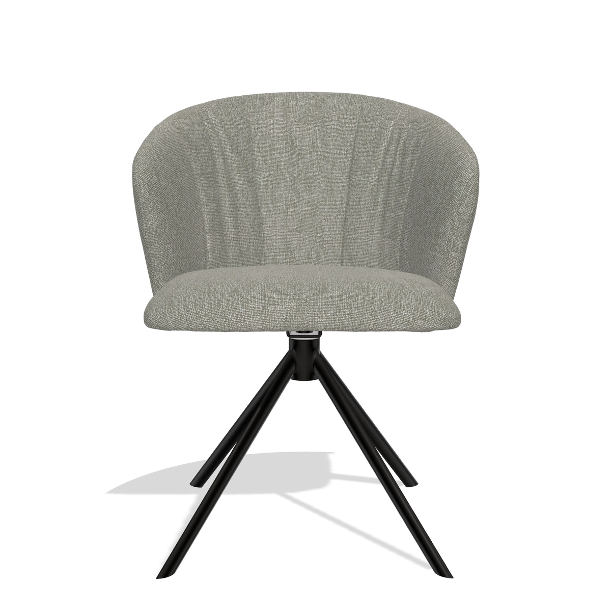 Chaise de salle à manger Bolzano 6644 en tissu Lodge 01 (taupe), pied pivotant en noir, vue de face