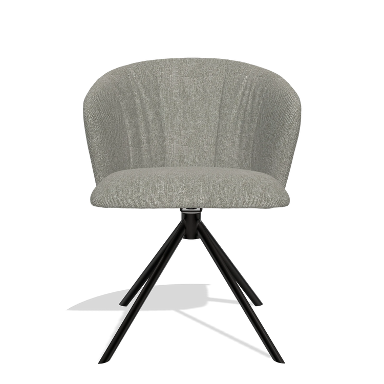 Chaise de salle à manger Bolzano 6644 en tissu Lodge 01 (taupe), pied pivotant en noir, vue de face