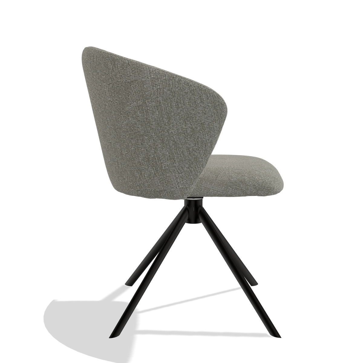 Chaise de salle à manger Bolzano 6644 en tissu Lodge 01 (taupe), pied pivotant en noir, vue de profil