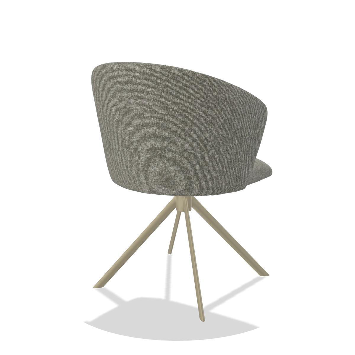 Chaise de salle à manger Bolzano 6644 en tissu Lodge 01 (taupe), pied pivotant en champagne, vue de trois-quarts arrière