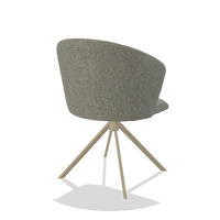 Chaise de salle à manger Bolzano 6644 en tissu Lodge 01 (taupe), pied pivotant en champagne, vue de trois-quarts arrière