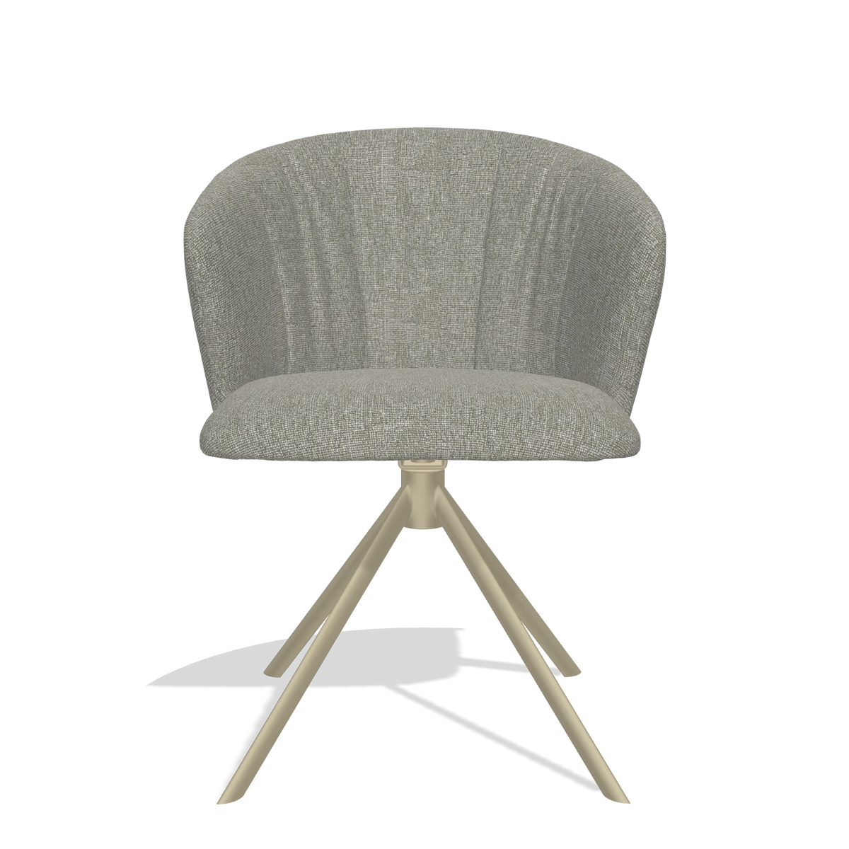Chaise de salle à manger Bolzano 6644 en tissu Lodge 01 (taupe), pied pivotant en champagne, vue de face
