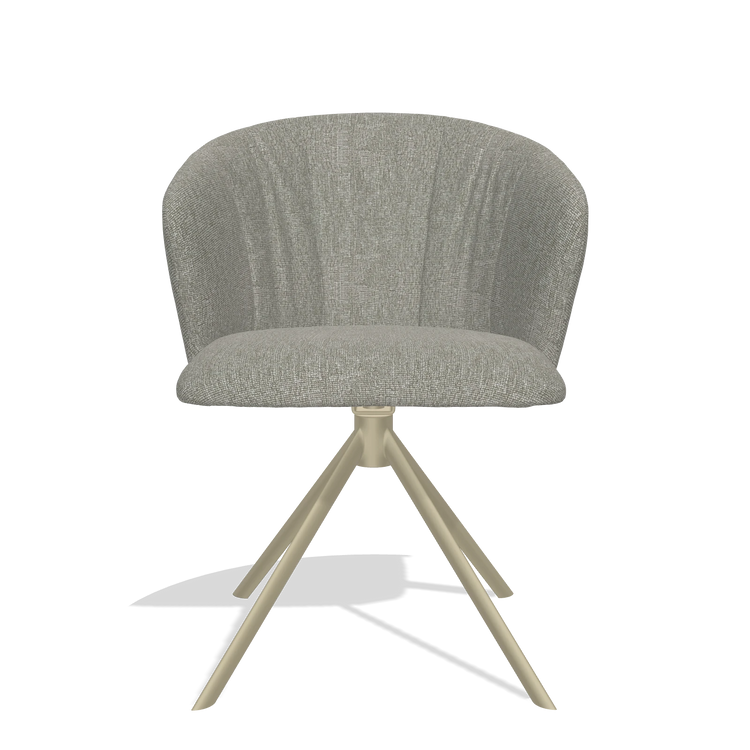 Chaise de salle à manger Bolzano 6644 en tissu Lodge 01 (taupe), pied pivotant en champagne, vue de face