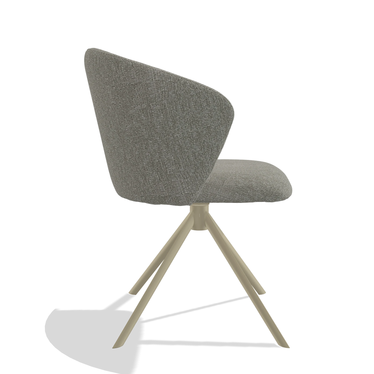 Chaise de salle à manger Bolzano 6644 en tissu Lodge 01 (taupe), pied pivotant en champagne, vue de profil