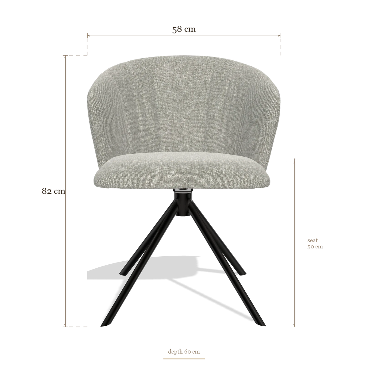 Chaise de salle à manger Bolzano 6644, dimensions 58 x 60 x 82 cm