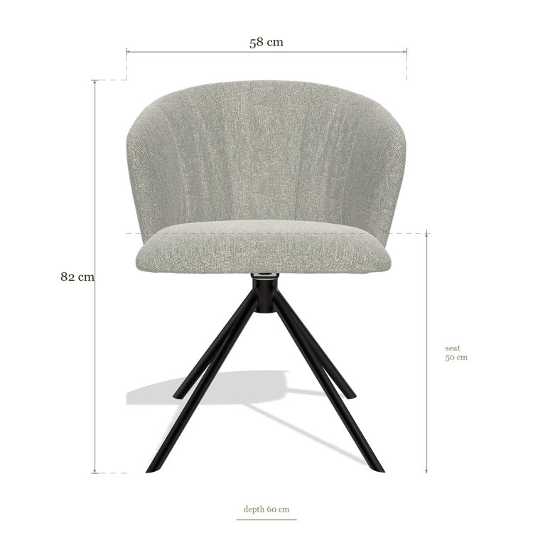 Chaise de salle à manger Bolzano 6644, dimensions 58 x 60 x 82 cm