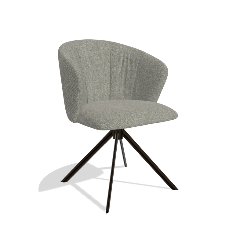 Chaise de salle à manger Bolzano 6644 en tissu Lodge 01 (taupe), pied pivotant en espresso, vue de trois-quarts