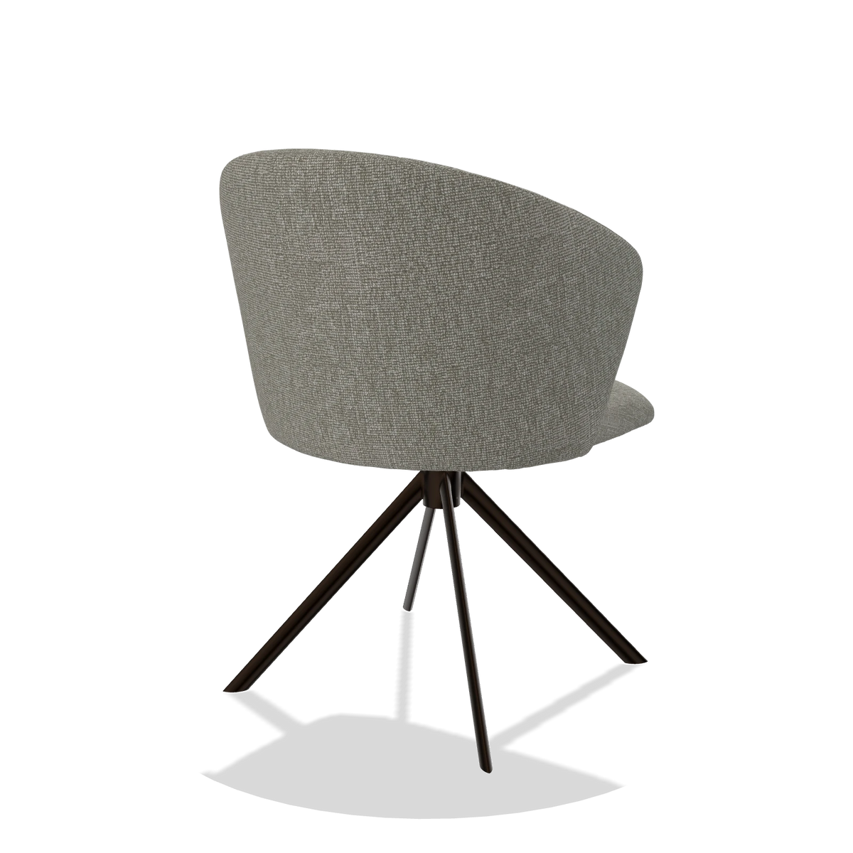 Chaise de salle à manger Bolzano 6644 en tissu Lodge 01 (taupe), pied pivotant en espresso, vue de trois-quarts arrière