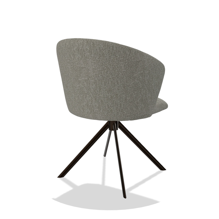 Chaise de salle à manger Bolzano 6644 en tissu Lodge 01 (taupe), pied pivotant en espresso, vue de trois-quarts arrière