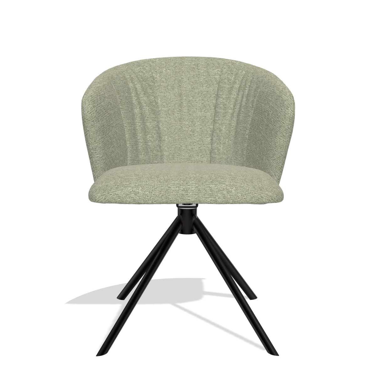 Chaise de salle à manger Bolzano 6644 en tissu Mito 55 (vert sauge), pied pivotant en noir, vue de face