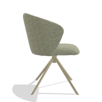 Chaise de salle à manger Bolzano 6644 en tissu Mito 55 (vert sauge), pied pivotant en champagne, vue de profil