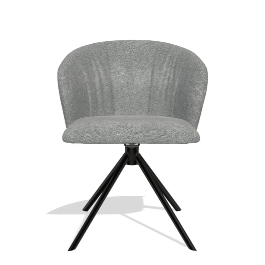 Dining Chair Bolzano 6644 in Mito 97 fabric (taupe), black swivel base, front view