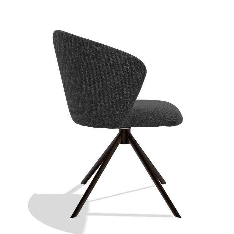 Esszimmerstuhl Bolzano 6644 in Stoff Sneak 67 (Schwarz), Drehfuß in Espresso, Seitenansicht