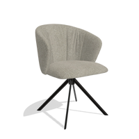 Dining Chair Bolzano 6644 in Taurus 05 fabric (sage), black swivel base, angled view