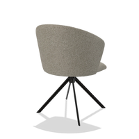 Dining Chair Bolzano 6644 in Taurus 05 fabric (sage), black swivel base, back angled view
