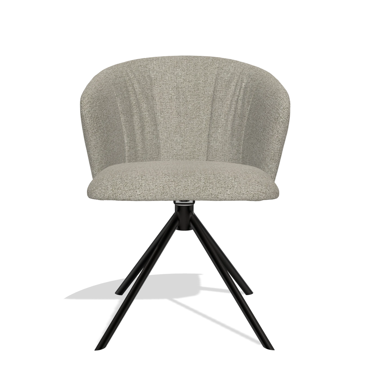Dining Chair Bolzano 6644 in Taurus 05 fabric (sage), black swivel base, front view