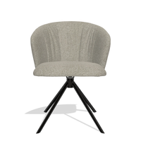 Dining Chair Bolzano 6644 in Taurus 05 fabric (sage), black swivel base, front view